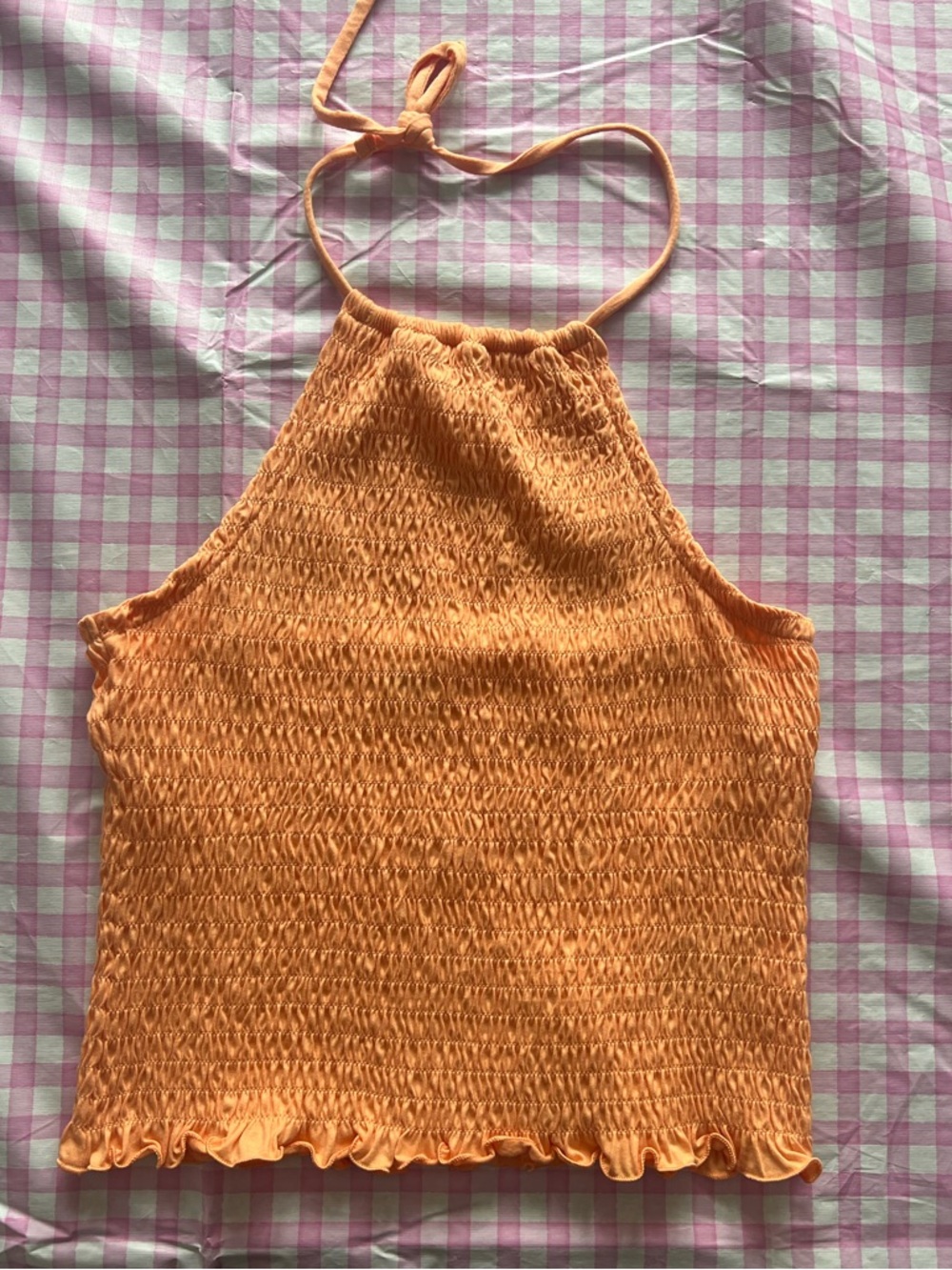 Old Navy Orange Smocked Halter Crop Top
